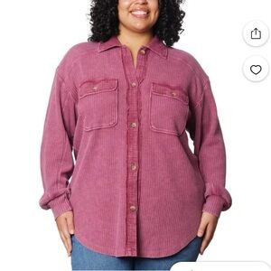 Briggs Dark Pink Button-Down Waffle Shirt, XXL
